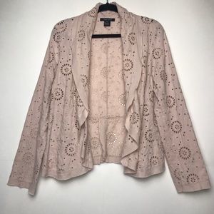 Karen Kane Women Pink Beige Open Front Blazer